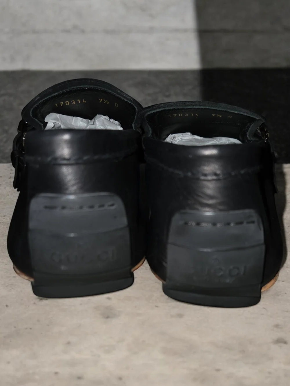 Gucci Black Leather Slip-On Loafers